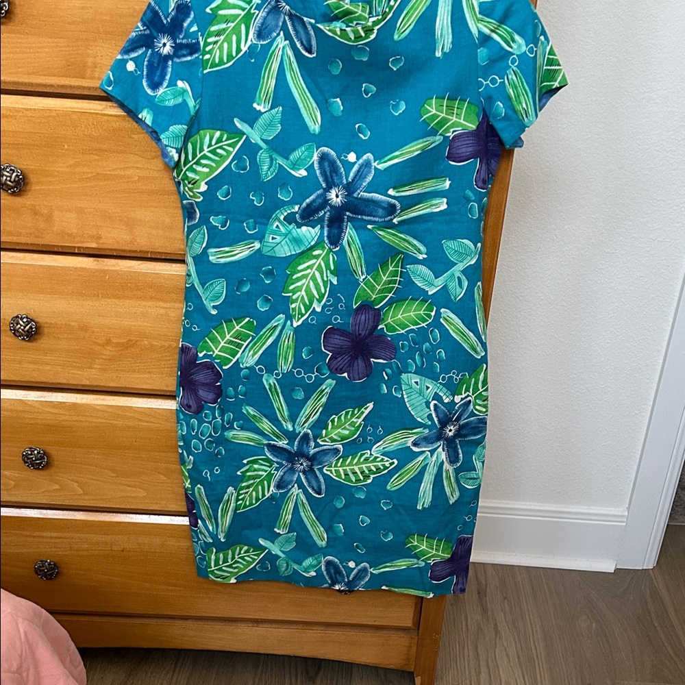 Teal Floral Shift Dress - Brand